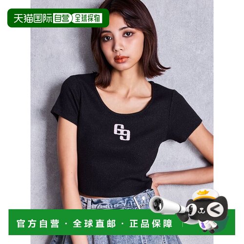 日本直邮GYDA 女装 亮片罗纹半袖T恤 GG字母水钻logo 0726427720
