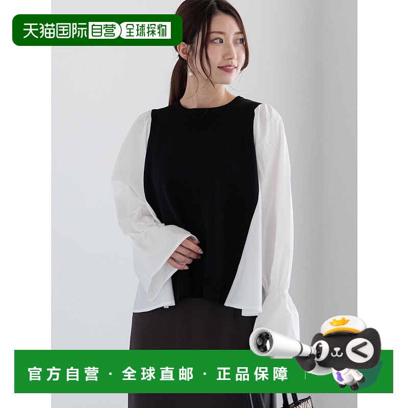 1h可退 日本直邮Te chichi 女士甜美泡泡袖拼接针织上衣 26007342
