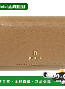 日本直邮FURLA 女士钱包双折钱包皮革米色FURLA CAMELIA M COMPAC