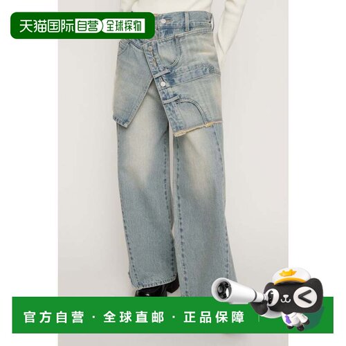 日本直邮REMAKE ASYMMETRY L/W 丹宁裤 蓝色牛仔裤直筒裤
