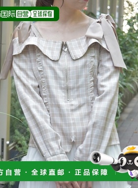 1h可退 日本直邮axes femme 女装复古格纹泡泡袖罩衫 CI84X25