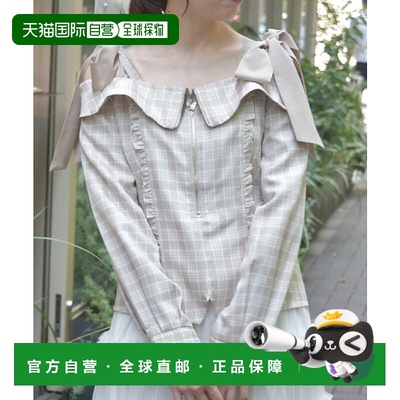 1h可退 日本直邮axes femme 女装复古格纹泡泡袖罩衫 CI84X25