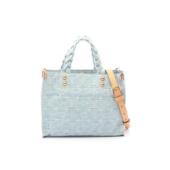 日本直邮中古LV路易威登女包A级95新Handbag手包牛仔布斜挎包蓝色