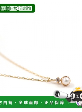 1h可退 日本直邮cui-cui 淡水珍珠立方锆项链 K10YG 782291吊坠