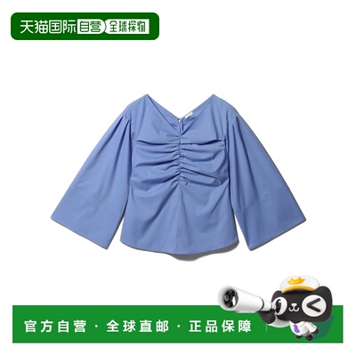 日本直邮COLUMN 女士 V领褶皱设计长袖上衣 5114010020032