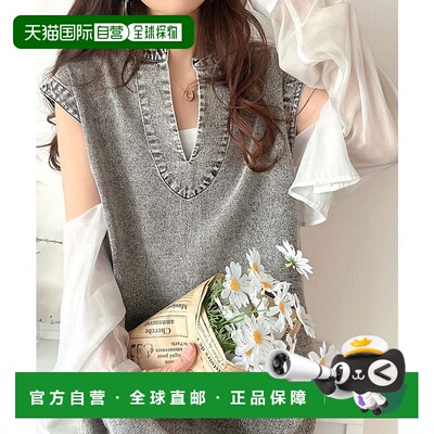 日本直邮Classical Elf 棉卡弗坦风格侧开衩前后两用牛仔连衣裙 [