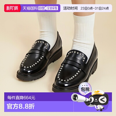 1h可退 日本直邮Odette e Odile 女士 平底乐福鞋 银色铆钉装饰 4