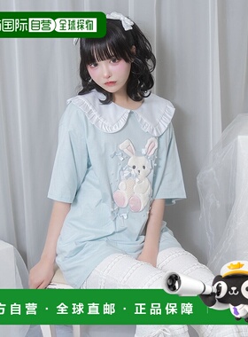 1h可退 日本直邮Honey Cinnamon 女士珍珠蝴蝶结翻领宽松T恤 HC25