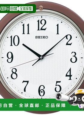 【日本直邮】Seiko精工 挂钟 无线电波模拟棕色金属 KX217B