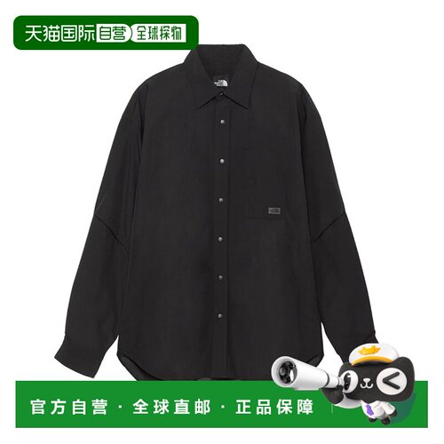 日本直邮北面THE NORTH FACE 纯色徽标印花翻领单排扣长袖衬衫 男