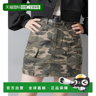 紧身迷彩迷你裙 女装 内搭裤 设计 1h可退 腰带款 日本直邮SPINNS