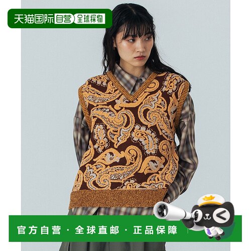 1h可退 日本直邮mici 女装 宽松立体提花针织背心 拉梅丝光泽设计