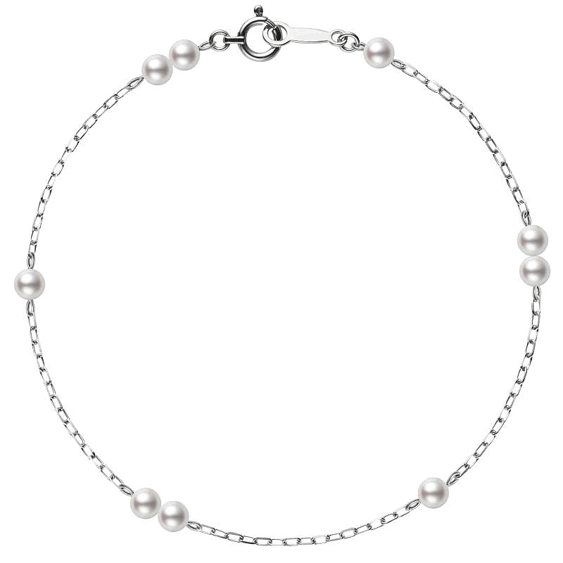 日潮跑腿Mikimoto御木本女士18K白金珍珠手镯 流行时尚首饰