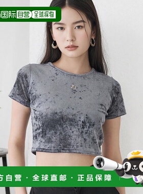 1h可退 日本直邮MURUA 女装 夏季光泽感短款T恤 胸前logo装饰 012