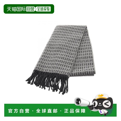 日本直邮中古Fendi芬迪男A级95新muffler羊毛围巾/丝巾灰色