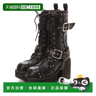 黑色 YO729BW10696 日本直邮YOSUKE 链条厚底系带靴