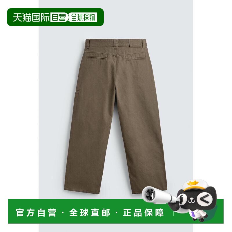 日本直邮Zara宽松版型百褶棉质长裤工装裤休闲裤