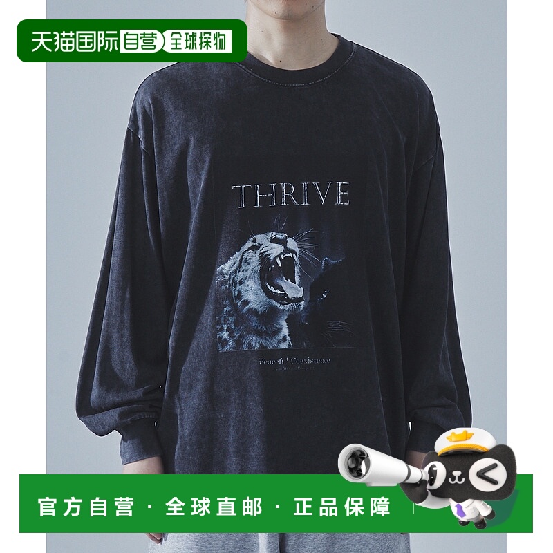 1h可退 日本直邮SLICK 男士复古水洗印花T恤（Thrive） 豹纹摄影