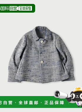 1h可退 日本直邮45R 蓝色印度亚麻丝绸粗花呢方领夹克长袖外套