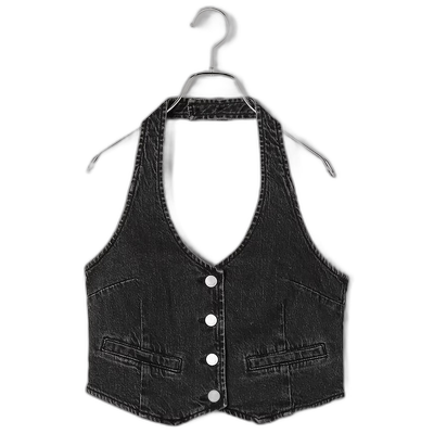 1h可退 日本直邮ROLLA'S女士黑色吊带牛仔背心 1126316000002