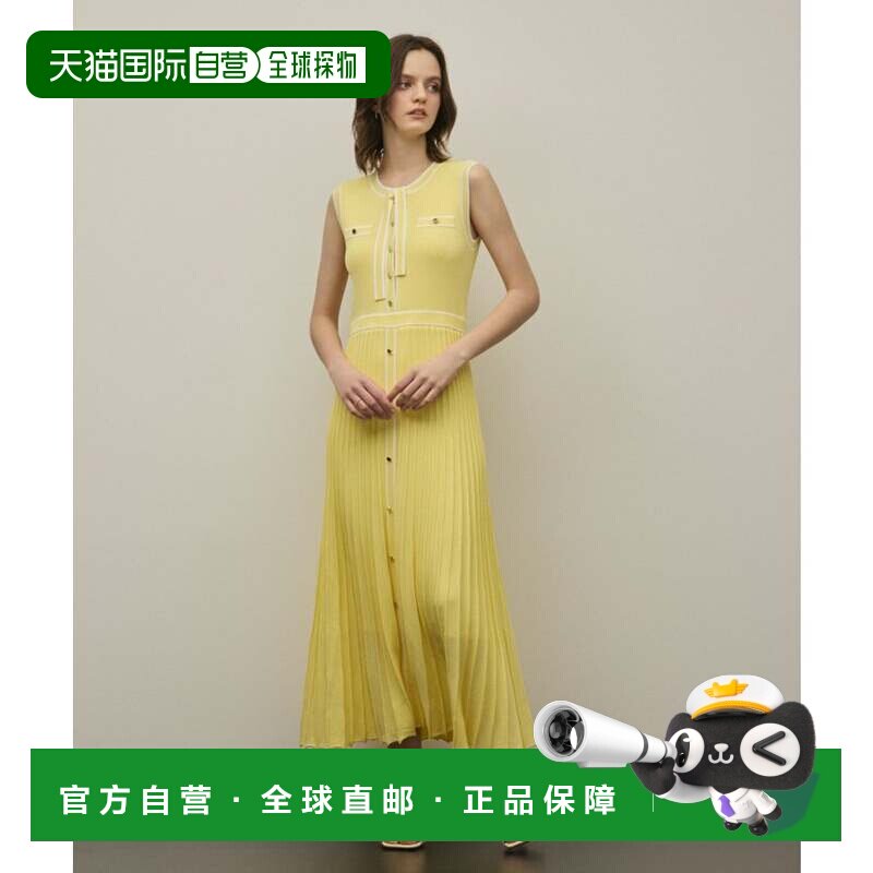 日本直邮GRACE CONTINENTAL 双色蝴蝶结黄色针织连衣裙 长裙