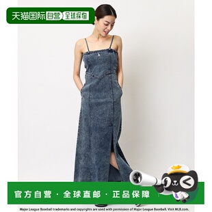 FIELD 1h可退 THE MLB刺绣Logo开叉牛仔吊带连衣 日本直邮BACK