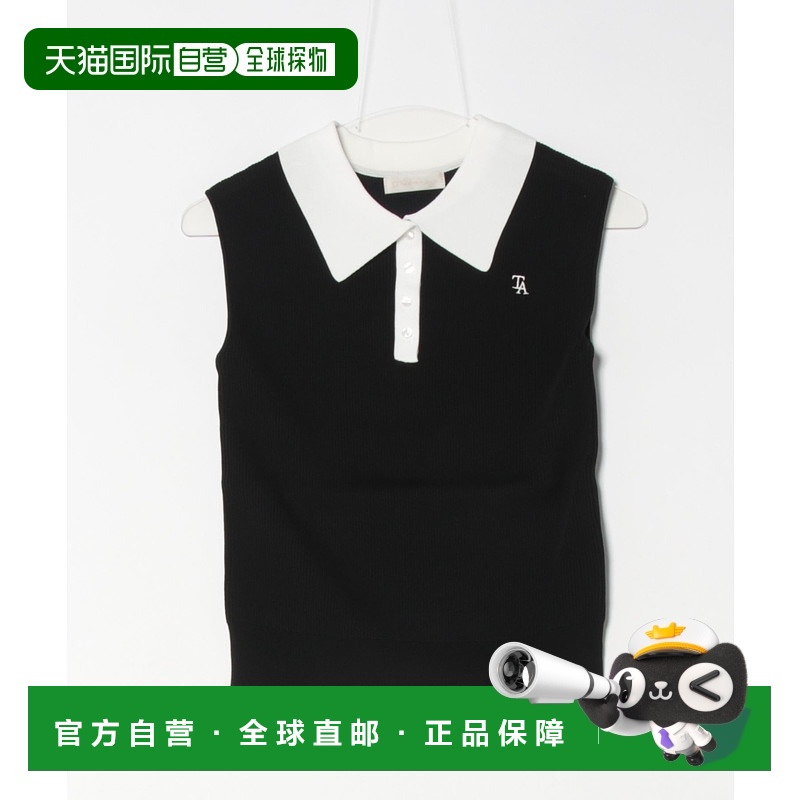 1h可退 日本直邮12Twelve Agenda 女装拼色领无袖针织套头衫 8105