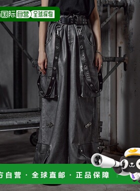 1h可退 日本直邮ERAR男女同款合皮宽松半拉链金属件工装裤 er2505