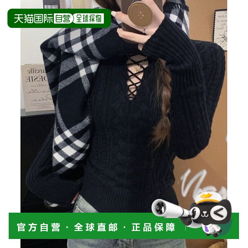 日本直邮deux amour 女士 长袖麻花宽松针织衫 蕾丝装饰 14720117