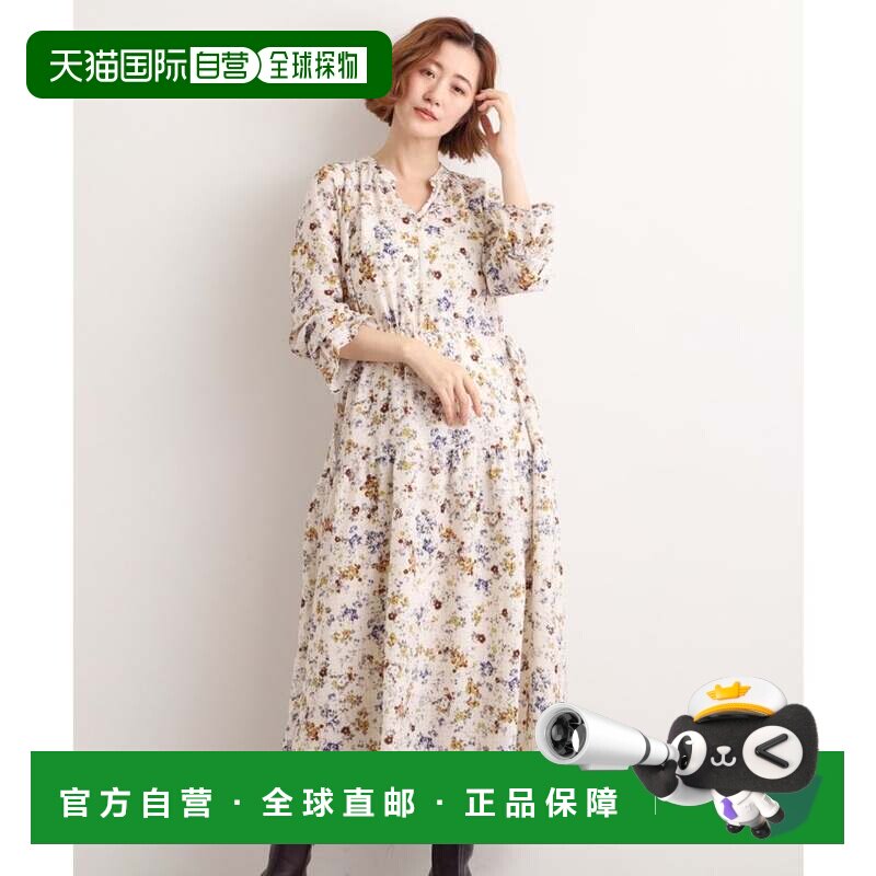 日本直邮卡苏里花褶边连衣裙 象牙色