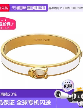 日本直邮 COACH蔻驰女士经典LOGO标志C字黑金色手镯礼物F67480