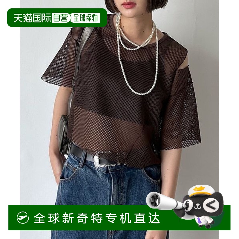 1h可退 日本直邮PAGEBOY 女装镂空网纱T恤 时尚透视设计 571042