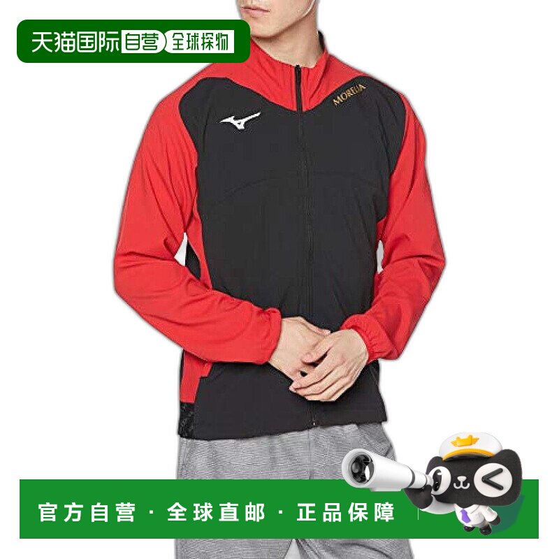 【日本直邮】Mizuno美津浓 足球瘦身动夹克 黑色x中国红 L外套