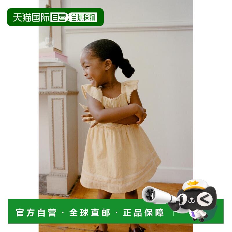 日本直邮Zara蕾丝饰边 蝴蝶结连衣裙吊带背带裙