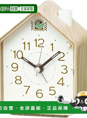【日本直邮】Seiko精工  闹钟 薄茶木纹110×86×63mm PYXIS NR45