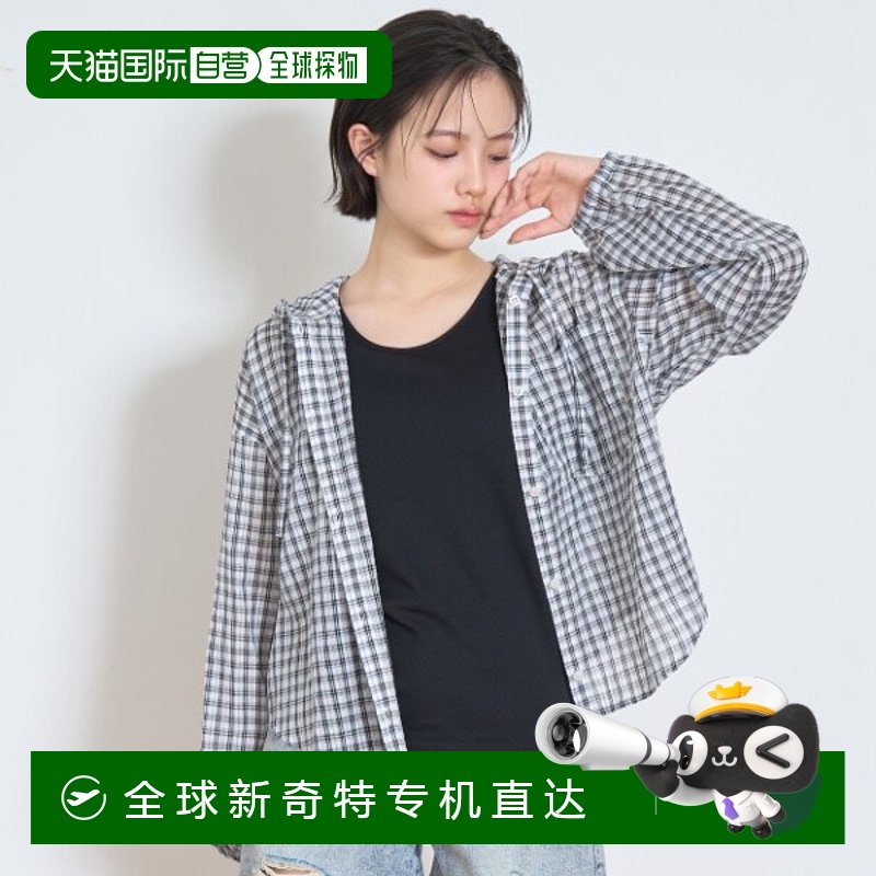 1h可退 日本直邮LOVETOXIC大童青少年清爽格纹透视款宽松短袖外套