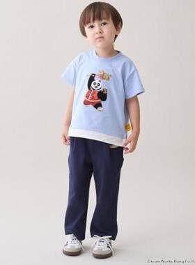 日本直邮petit main 【联名】【功夫熊猫】徽章厨师裤 日本童装