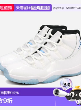 日本直邮耐克 AIR JORDAN 11 RETRO 男士高帮运动鞋 白色/传奇蓝/