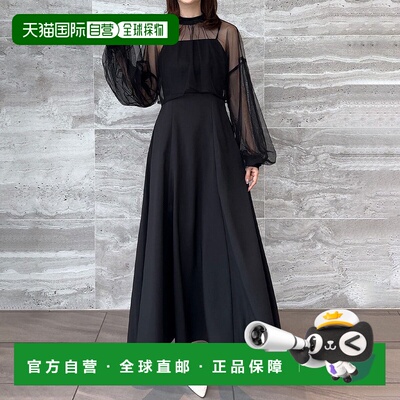 日本直邮JUNOAH 雪纺短上衣加阔摆吊带连衣裙套装 [JU5602EW05954