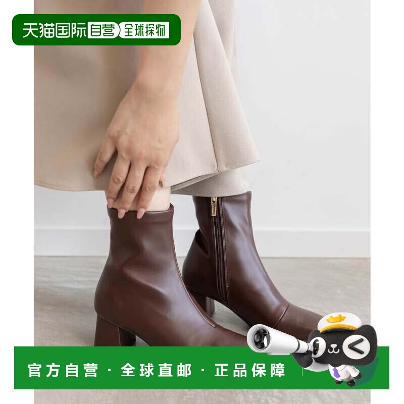 日本直邮RANDA 晴雨两用方头粗跟靴子黑色 防滑鞋 RA041BW015192