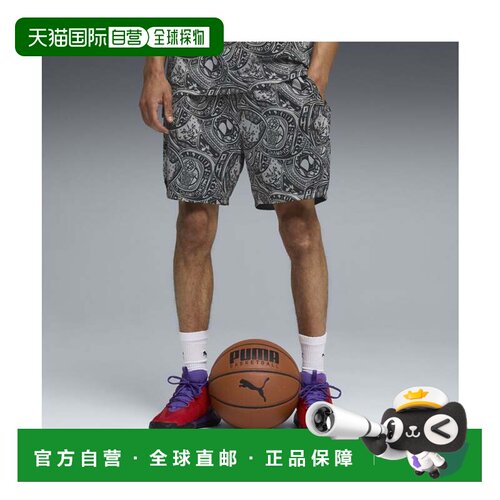 日本直邮PUMA 男士篮球短裤 2 Flag Foul AOP 6 Shorts 2 黑色