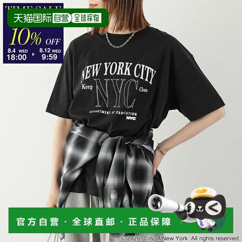 日本直邮GOODROCKSPEED NYC系列 女士圆领短袖T恤 26NYC005W 黑色