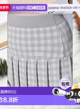 日本直邮日潮 michellmacaron格子纹针织套装SJJ0244C半身裙