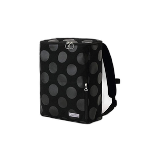 日本直邮日潮 SouSou黑色波点盒子双肩包尼龙背包5720034
