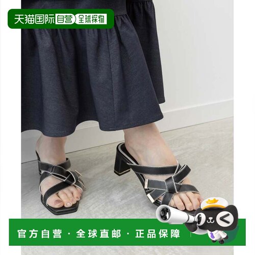 日本直邮RANDA 不对称蝴蝶结穆勒凉鞋 黑色