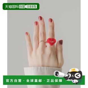 1h可退 日本直邮SMELLY 女士 红色爱心珠贝双层戒指手饰套装 SM26