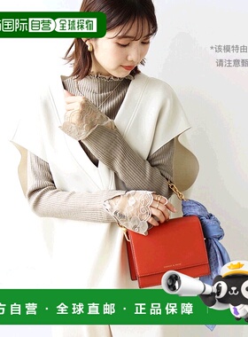 【日本直邮】GeeRA 蕾丝高领罗纹针织上衣（Greige）