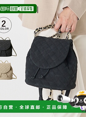 日本直邮Hazel HASHIBAMI 背包绒面革绗缝迷你背包女士真皮轻便黑