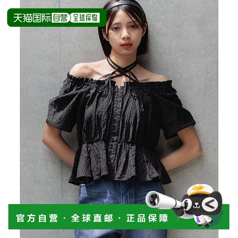1h可退 日本直邮PAGEBOY 女士2WAY肩带绑带上衣 492472短袖泡泡袖