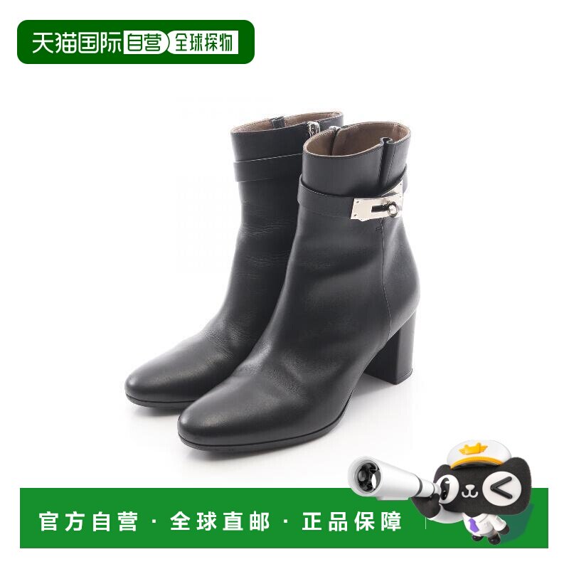 1h可退 日本直邮中古Hermes爱马仕女B级9新boots靴牛皮鞋黑色